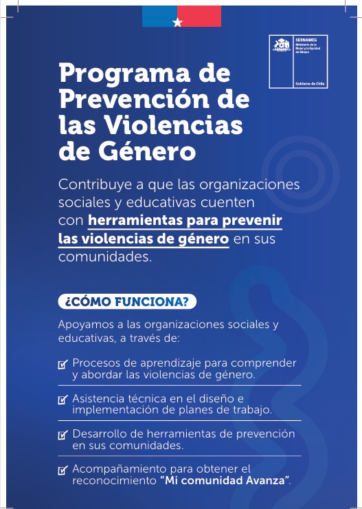 Afiche del Programa de Prevención de las Violencias de Género: invitación a organizaciones sociales y educativas a participar